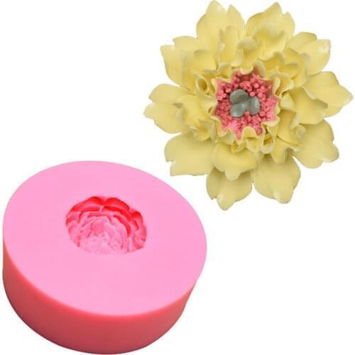 1Pcs 13cm 3D Peony Flower Hibiscus Flower Silicone Soap Mold Fondant Cake Mold Plaster Aromatherapy Handmade Drop Glue Mold