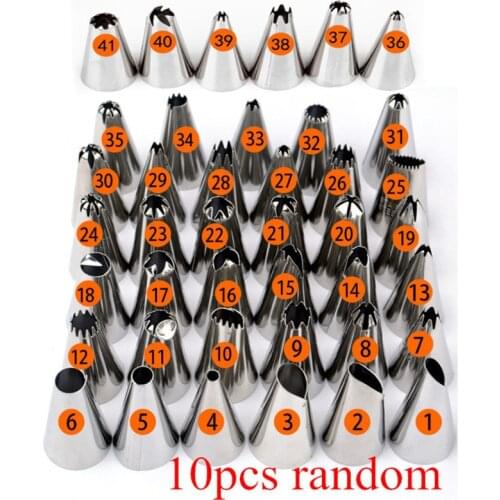 10 Pcs/Set Cake Piping Nozzles Stainless Steel Pastry Icing Flower Tips Cake Decorating Tools Cream Mouth
