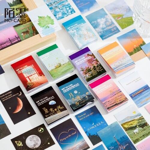30pcs Bronzing Copperplate Paper Landscape Book Series Scenery Decoration Sticky Deco Stationery Scrapbooking Notes