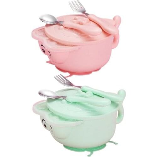 4Pcs/Set Kids Dinnerware Ear Handles Anti-scald Stainless Steel Insulated Tableware Feeding Bowl Toddler Food Eating Dishes