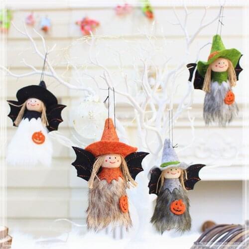 4pcs Halloween Dolls Home Decorations Plush Little Witch Holiday Gift Pendant Halloween themed party prop 2021 New