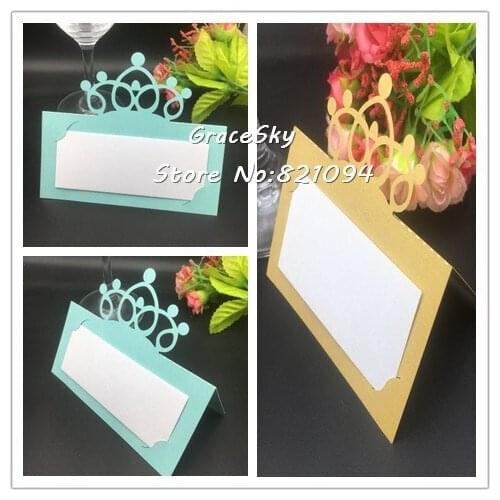 50pcs laser cut New Crown Birthday Wedding invitation Table cards place seat name cards Baby shower party Table decoration