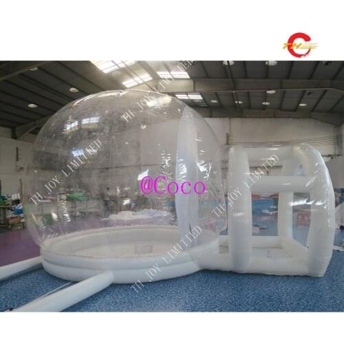 Free air ship to door!4.5m/5.5m long ChristmasTransparent Inflatable Snow Globe Ball Bubble Tent with Tunnel For sale
