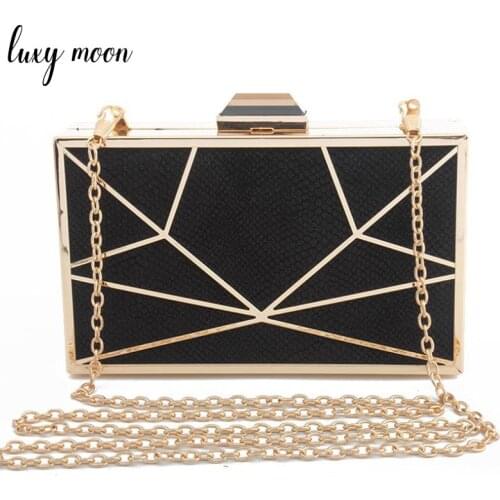 Black Clutch Purse Geometric evening bags women clutch bag party purse and handbag chains shoulder bags flap handbags ZD965