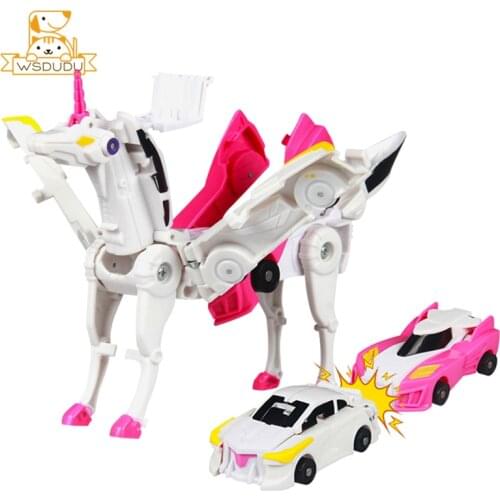 Magic Unicorn Car Action Figures Toys Magnetic Cartoon Horse Robot Deformation Figurines Combine Transformation Model Boys Gifts