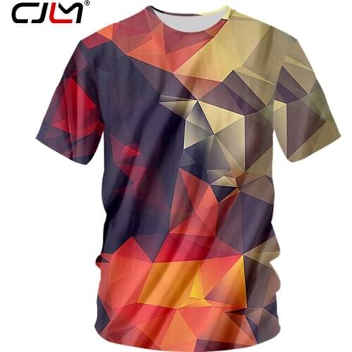 CJLM Men Tshirts 2018 New Arrivals Gothic Print Colorful Geometric Diamond 3d T Shirt Casual O-neck Tee Shirts Camisetas Hombre