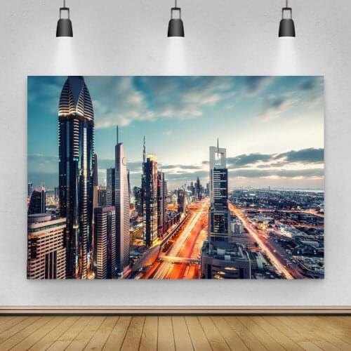 City Buildings Overlooking Light Night Scenic Photographic Backgrounds Photography Backdrop Photocall Photo Studio