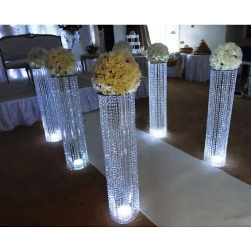 Hot sliver metal crystal stages pillars for wedding centerpiece party decoration 12 pcs