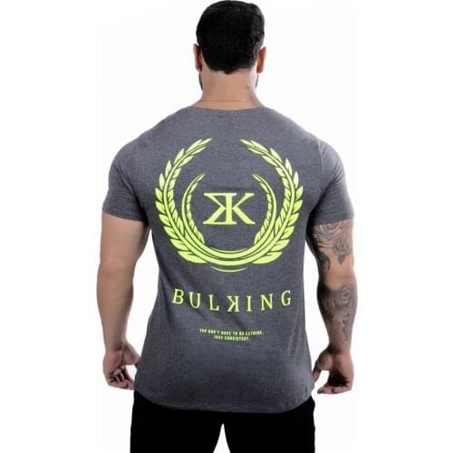 New Men cottonT Shirts Fashion Summer Bodybuilding Printed Men GYM Fitness Workout Elastic O-Neck Show Muscle Quick Dry Top