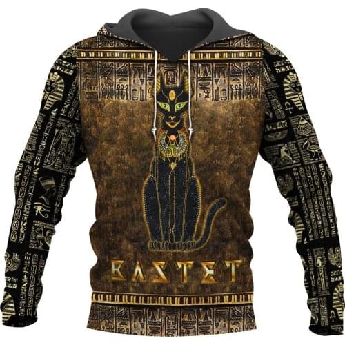 Ancient Egypt Egyptian Bastet Goddess 3D Hoodie For Men And Women Casual Retro Streetwear Pullover Casual Funny Hoodies A-528