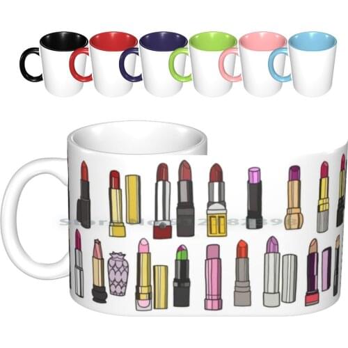 Your Favorite Lipstick Collection Ceramic Mugs Coffee Cups Milk Tea Mug Lipstick Cosmetics Beauty Makeup Womens Fashion Pop Art