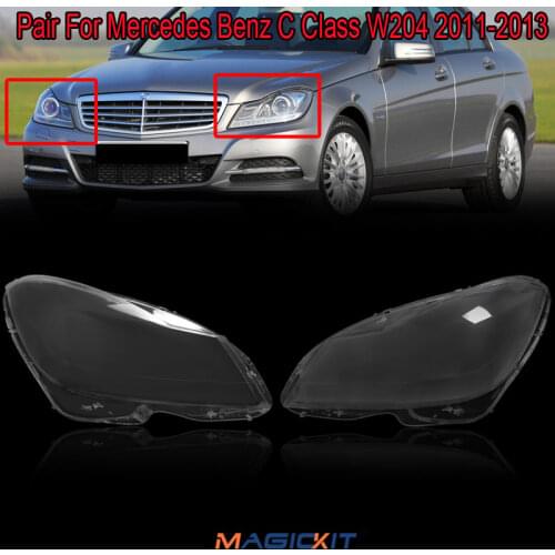 MagicKit 2x For Mercedes Benz C Class W204 2011-2013 Headlight Headlamp Clear Lens Covers