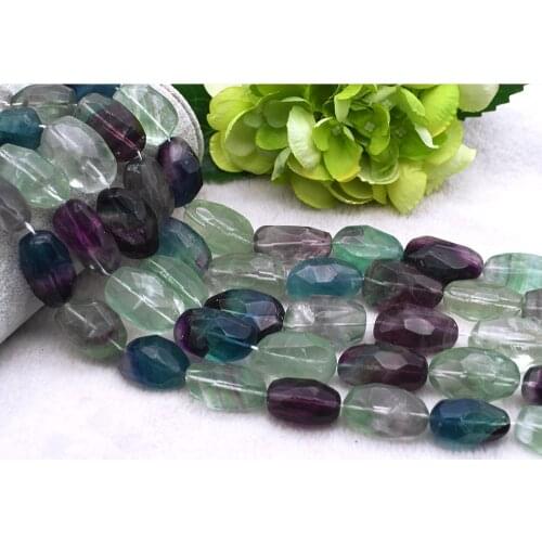 15X20mm /18X25mm Natural stone Colorful Fluorite Faceted Oval Loose Bead 15.5"