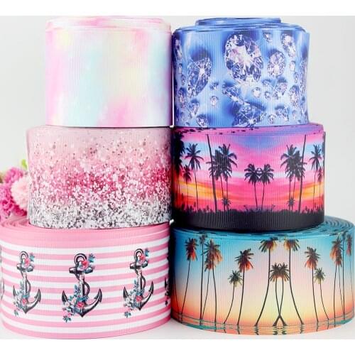 New 10 yards 75mm printed polyester grosgrain ribbon handmade materials ribbons and diy bows fabric webbing