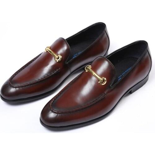 New style British leather, pointed toe business casual leather shoes with one foot pedal