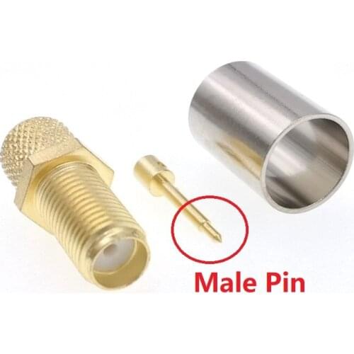 RP-SMA Female (Male Pin) Plug Crimp For RG5 RG6 LMR300 5D-FB RF Connector