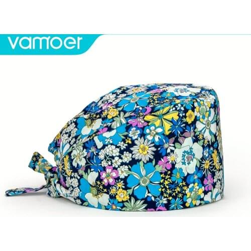 Wholesale vet laboratory Surgical Cap Unisex Dental Beauty Nurse Cap Printed Baotou Dust Cap gorro enfermera