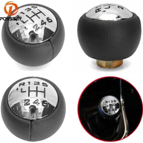 POSSBAY Car 6 Speed Gear Shift Knob PU Leather for Peugeot 307 308 3008 407 5008 807 1997-2014 Auto Replacement Interior Parts