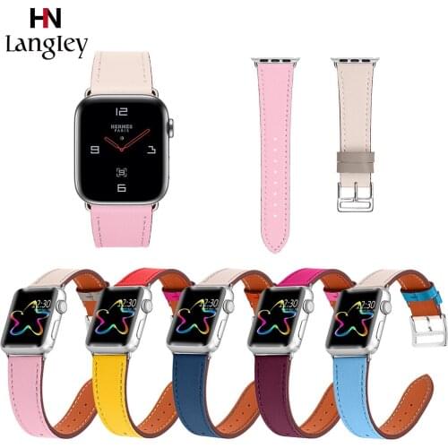 Genuine Leather Watchband For Apple Watch 4/3/2/1 38mm 40mm 42mm 44mm Replacment Wristbands Fashion Splice Bands Accessories