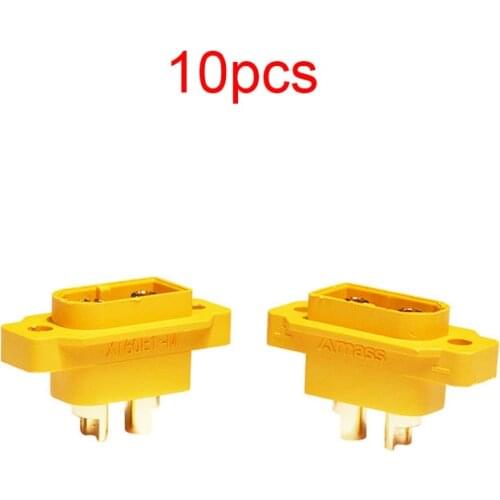 10PCS AMASS XT60E1-M Fixed XT60 Male Plug with Nuts DIY Parts for RC Model Aircraft FPV Racing Drone Power Battery Connector