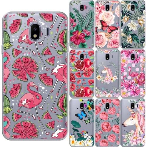 Flamingo Fruit Unicorn Flower Silicone Case For Samsung J4 J6 Plus J3 J8 2018 J3 J5 J7 2017 J2 J5 Prime Rose Floral Phone Cover