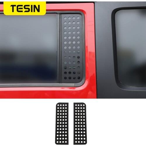 TESIN Car Accessories for Jeep Wrangler JK 2007-2017 4 Doors Rear Door Triangle Window Glass Panel Decoration Cover Trim Sticker