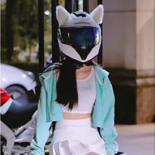 Fox Cat Ears Women Helmet Decoration Cute Personality Motorcycle Electric Car Female Rider 3D Plush Small Accessories