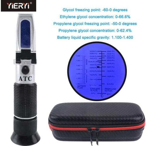 Yieryi Handheld Antifreeze Freezing Point Tester 0-66.6 Ethylene Glycol 0-62.4 Propylene Glycol Concentration Tester