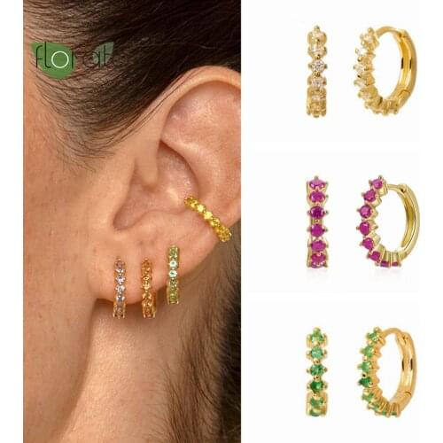 925 Silver Ear Buckle Jewelry Charming Colorful Hoop Earrings Women Cake Party Crystal Gift Perforated Pendant Earrings Joyas