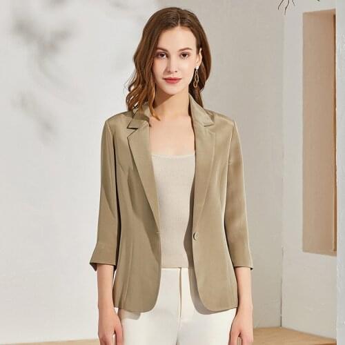 30MM White Mulberry Silk Suit Silk Tops V-neck Jacket Women Spring Summer Autumn Summer Three-quarter Silk Suit Jacket
