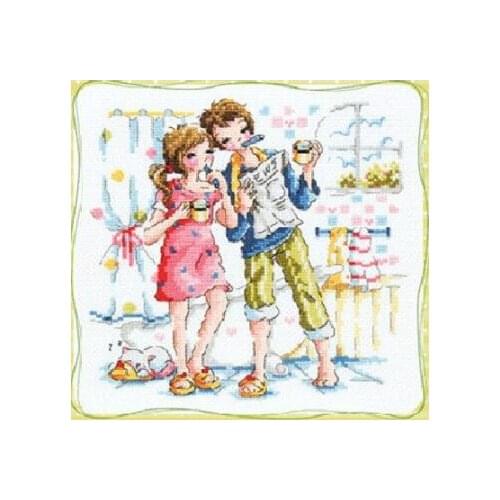 Gold Collection Counted Cross Stitch Kit Good Morning Honey Little Girl and Boy Love Lover SO