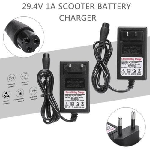 Pohiks 1pc Black High Quality 29.4V 1A Battery Charger Portable Balance Car Electric Scooter Power Cord Chargers