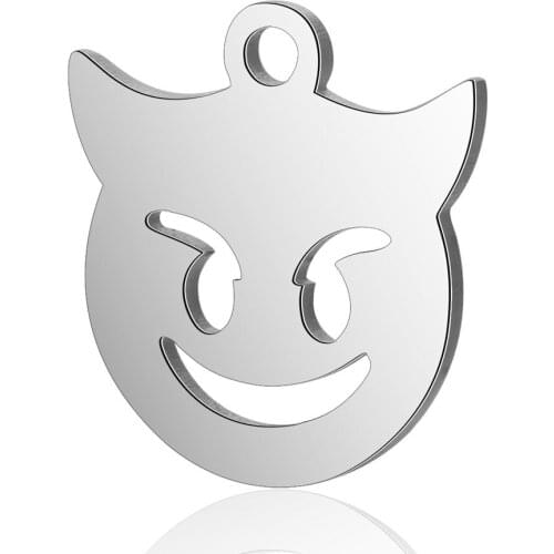 10pcs/lot 12*13.5mm Stainless Steel Demon Pendant Charms with Hook for DIY Necklace Findings Crafts Jewelry Making Party Gift