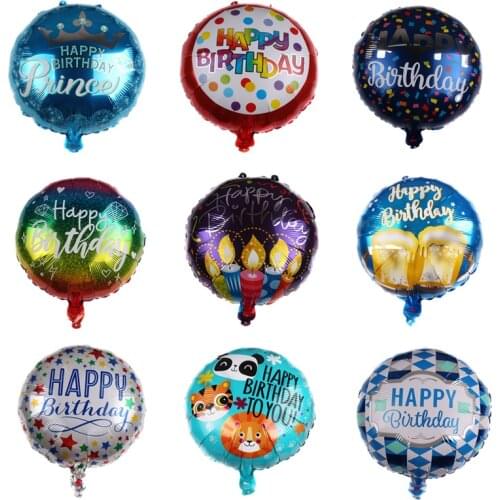 10pcs/lot News 18inch Foil Round Happy Birthday Balloons Helium Balloon Birthday Party Decorations Baby Shower Globos