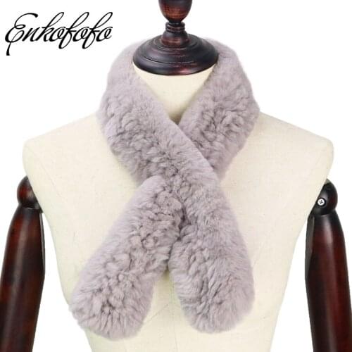 2018 Fashion Women Winter Rabbit Skin Rex Rabbit Fur Scarf Shawl Neck Ring Collar Solid Long Real Natural Rabbit Fur Scarves