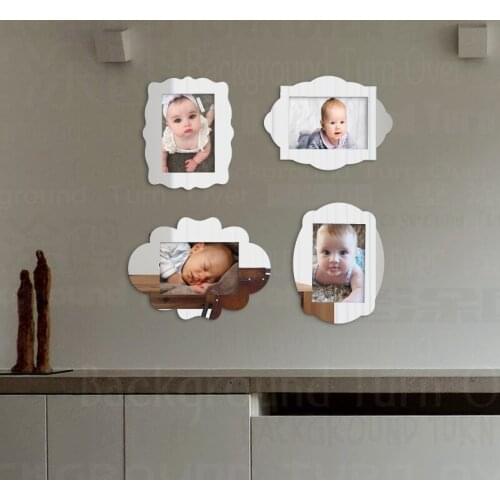 4pcs Photo Picture Frame Baby Pictures Wall Magnetic Thin Mirror Frames Set Silver Gold Color Creative 3x3.5in 4x6in 5x7in F004