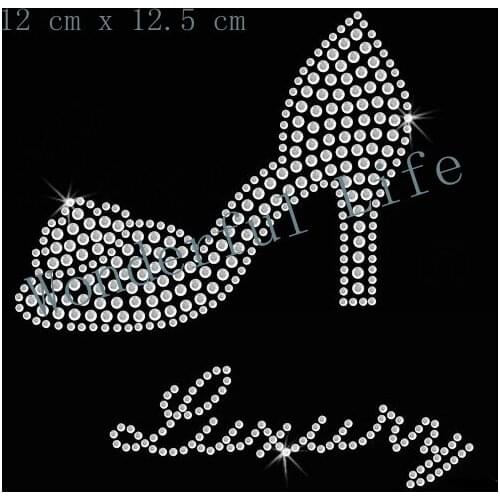 Free shipping High Heeled Shoe Luxury Iron On Rhinestone Transfer