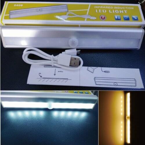 Wireless PIR Motion Sensor 10 LED 5-6V USB rechargeable Cabinet Wardrobe Drawer Light Cool/warm White Motion sensor light