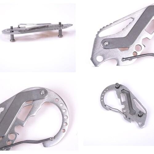 Stainless Steel EDC Keychain Multi Tools Key Holder Clip Wrench Quickdraw Carabiner Stainless With Bottle Opener