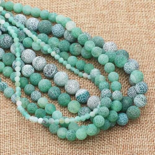 Wholesale Green Frost Crackle Agates 4-14mm Round Beads 15"For DIYJewelry making!We provide mixed wholesale for all items