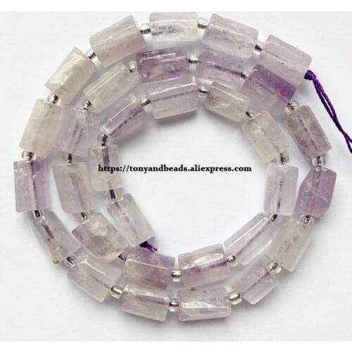7'' Natural Faceted Lilac Amethysts Quartz Cylinder Spacer Stone Beads For Jewelry DIY Making