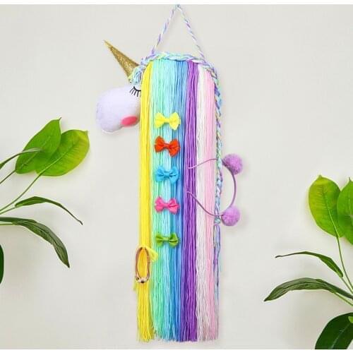 Baby Hair Accessories Unicorn Hair Bows Storage Belt For Girls Hair Clips Barrette Hanger Organizer Hairband Scrunchy Holder