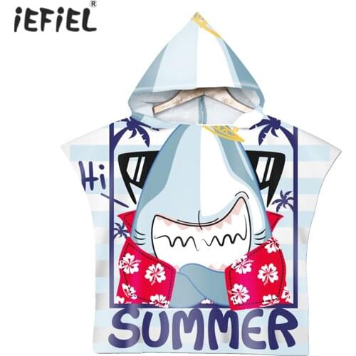 Kids Hooded Bath Towel Boys Girls Beach Towels Cute Cartoon Hooded Cloak Wrap Children Swim Bathing Pool Quick Drying Bathrobe