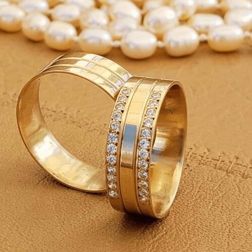 SILVERFONI 925 Sterling Real Silver Wedding Rings Set For Men And Women Jewelry Hand Made Anniversary Gift New Season Gold Plate