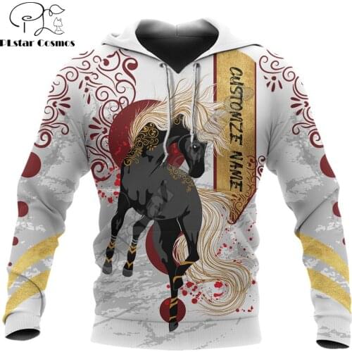 Beautiful Horse Black 3D All Over Printed Men Deluxe Hoodie Clothes Unisex Sweatshirt Zip Pullover Casual Jacket Tracksuit KJ329