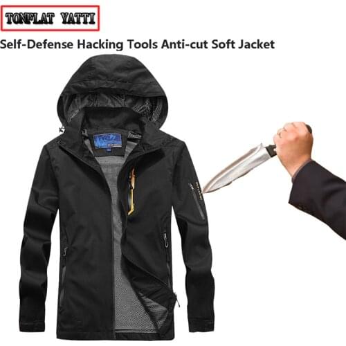 Tactical Anti-cut Anti-stab Self-defense Hood vsvInvisible Cut Resistant Clothing Covert Stab Lightweight Safety Jacket S-4XL