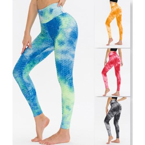 2021 hot Selling Tie-dye Fitness Leggings High Waist Yoga Pants for Women Fashion Breathable Workout pant Gym Push Up Yoga Leggi