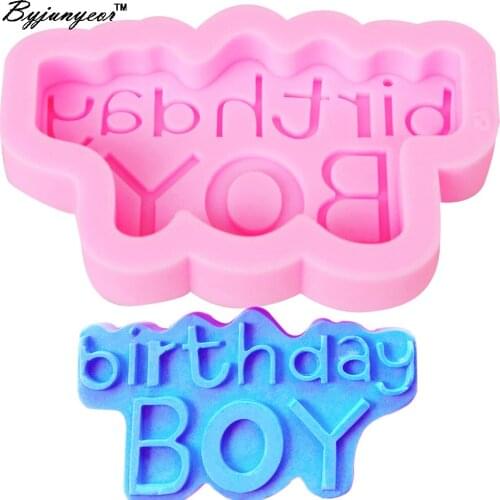 Byjunyeor M300 Happy Birthday UV Resin Silicone Mold Fondant Chocolate Candy Gumpaste Lollipop Crystal Epoxy Soft Clay Bake Tool