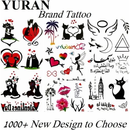 Small Lovely Cat Heart Temporary Tattoos Fake Sticker For Kids Children Animal Waterproof Tattoo Paper Body Art Tatoos Sexy Lips