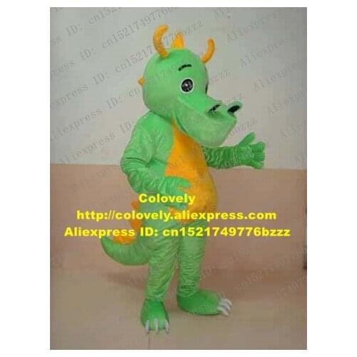 Fancy Green Stegosaurus Dragon Loong Dinosaur Phytodinosauria Dino Mascot Costume Mascotte With Yellow Belly No.237 Free Ship